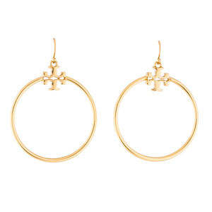 Tory Burch Stacked T Gold Hoop Earrings NWOT